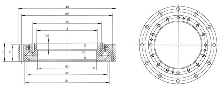 XRU系列機器人軸承-SHG/SHF諧波減速機用交叉滾子軸承結構圖