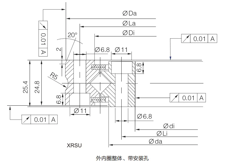 XRSU系列交叉滾子軸承結(jié)構(gòu)圖